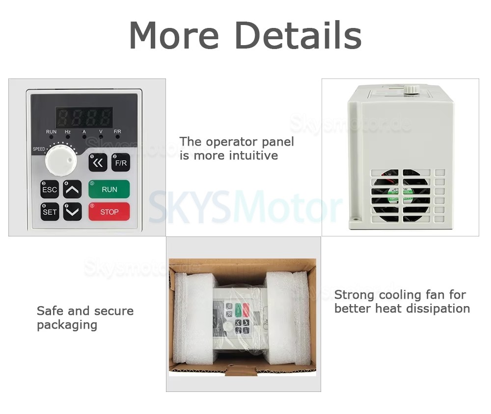 3,5kW 220V/380V luftgek&uuml;hlter Spindelmotor Satz GDZ105X102-3.5 + H100-3.7S2/T4 mit Spindelantrieben (Frequenzumrichter) und 13 ER20-Spannzangen